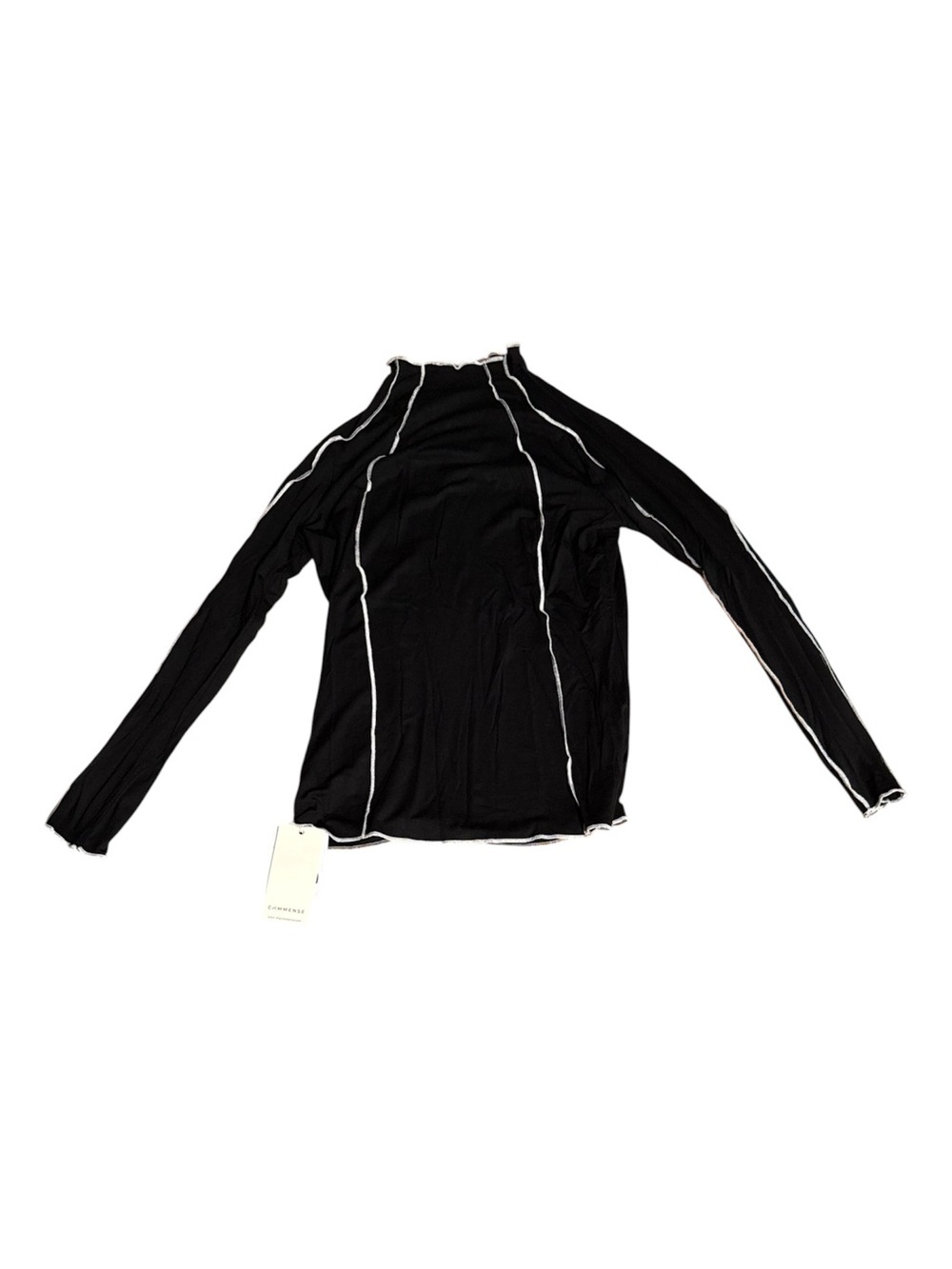 Black Long Sleeve Top with White Contrast Stitching